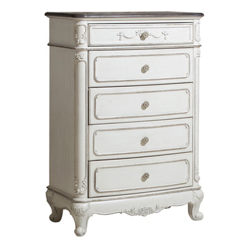 Cinderella Antique White Lingerie Chest w/ 5 Drawers - Ornate Home