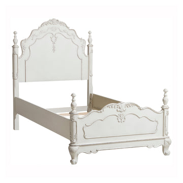 Cinderella Antique White Twin Panel Bed - Ornate Home