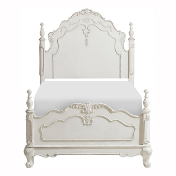 Cinderella Antique White Twin Panel Bed - Ornate Home