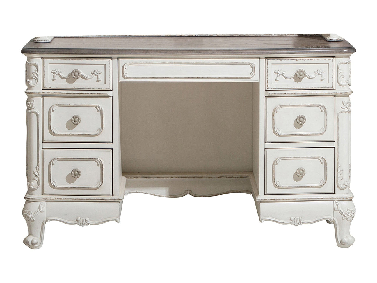 Cinderella Antique White Writing Desk - Ornate Home