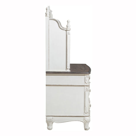 Cinderella Antique White Writing Desk with Hutch - Ornate Home