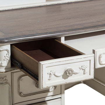 Cinderella Antique White Writing Desk with Hutch - Ornate Home