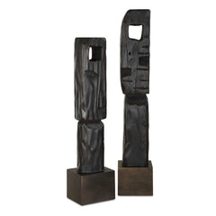 Cipher Black Wood Totems (Set of 2) - Ornate Home