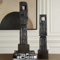Cipher Black Wood Totems (Set of 2) - Ornate Home