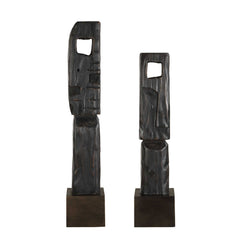 Cipher Black Wood Totems (Set of 2) - Ornate Home