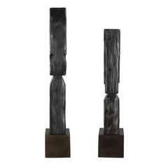 Cipher Black Wood Totems (Set of 2) - Ornate Home