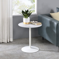 Circa White Marble 17.5"W End Table - Ornate Home