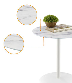 Circa White Marble 17.5"W End Table - Ornate Home