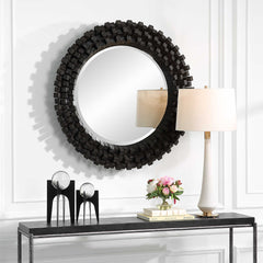 Circle Of Piers Black Round Mirror - Ornate Home