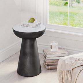Circularity Black/Marble Round Chairside Table - Ornate Home