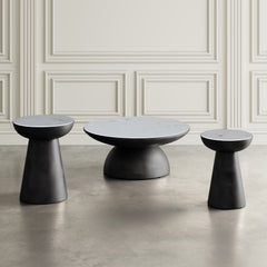 Circularity Black/Marble Round Cocktail Table - Ornate Home