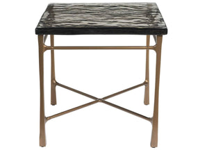Cirrus Antique Brass/Cast Glass End Table - Ornate Home
