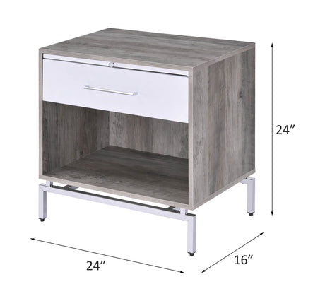 Cistus Weathered Gray Oak & White Accent Table - Ornate Home