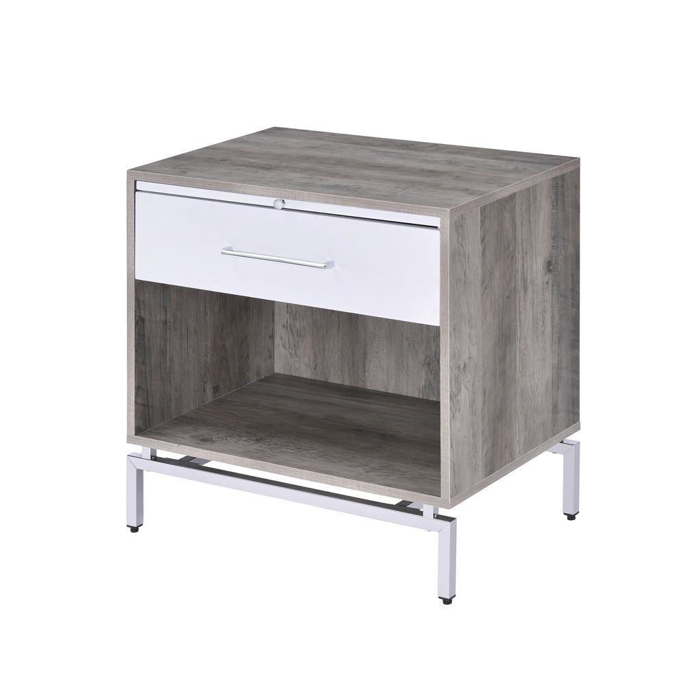 Cistus Weathered Gray Oak & White Accent Table - Ornate Home
