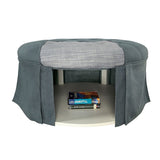 Claes Blue Round Ottoman - Ornate Home
