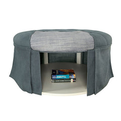 Claes Blue Round Ottoman - Ornate Home