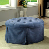 Claes Blue Round Ottoman - Ornate Home