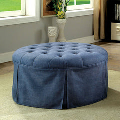 Claes Blue Round Ottoman - Ornate Home