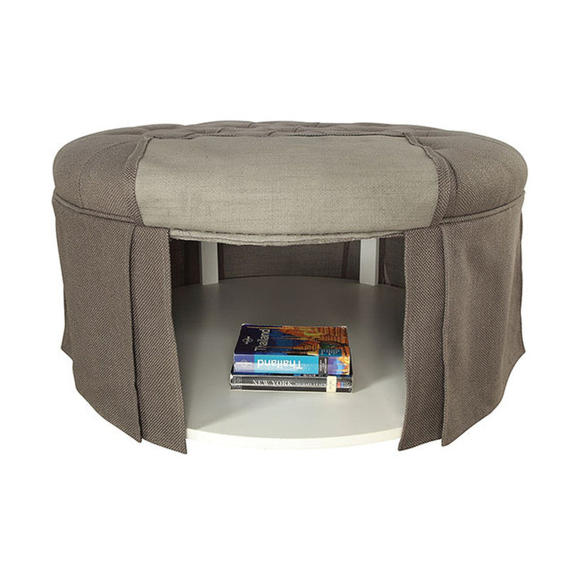 Claes Gray Round Ottoman - Ornate Home