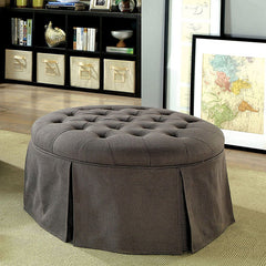 Claes Gray Round Ottoman - Ornate Home