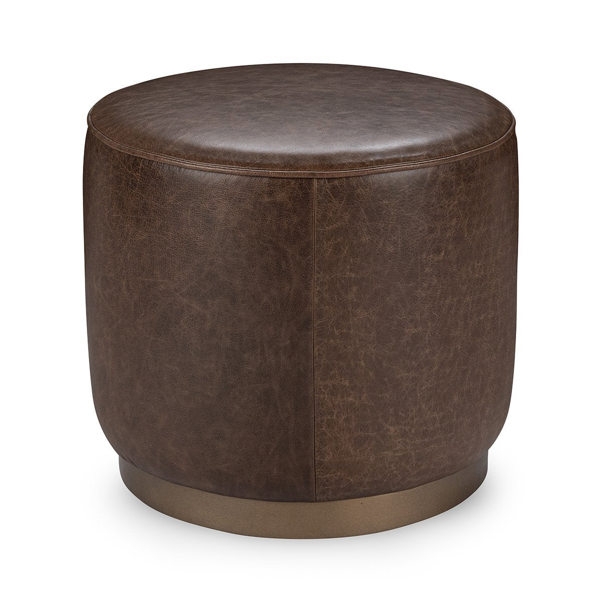 Clair Cocoa Brown Round Ottoman - Ornate Home