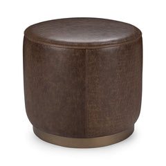 Clair Cocoa Brown Round Ottoman - Ornate Home