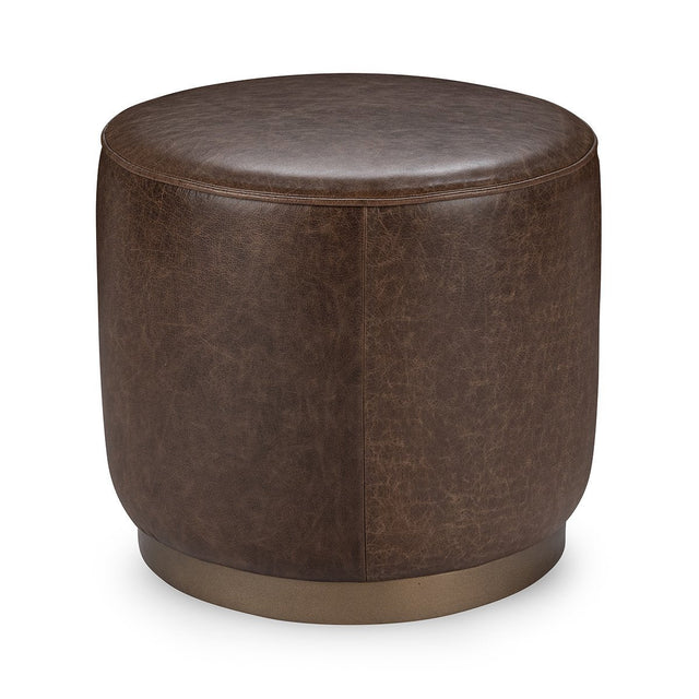 Clair Cocoa Brown Round Ottoman - Ornate Home