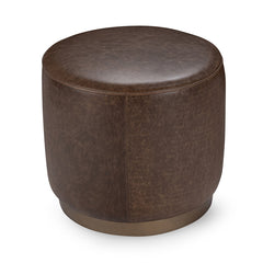 Clair Cocoa Brown Round Ottoman - Ornate Home