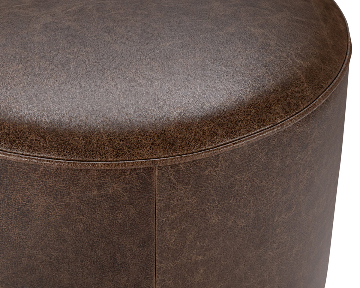 Clair Cocoa Brown Round Ottoman - Ornate Home