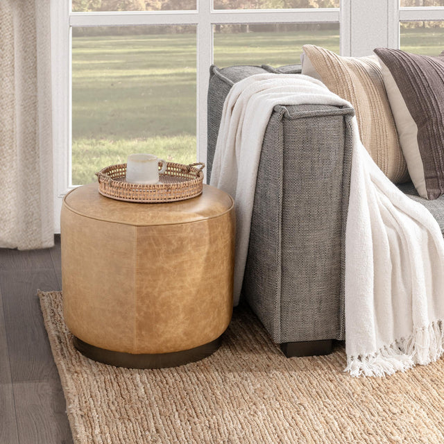 Clair Sedona Brown 20x20 Round Ottoman - Ornate Home