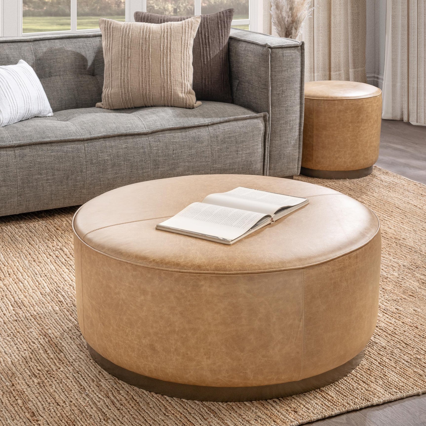 Clair Sedona Brown 40x40 Round Ottoman - Ornate Home