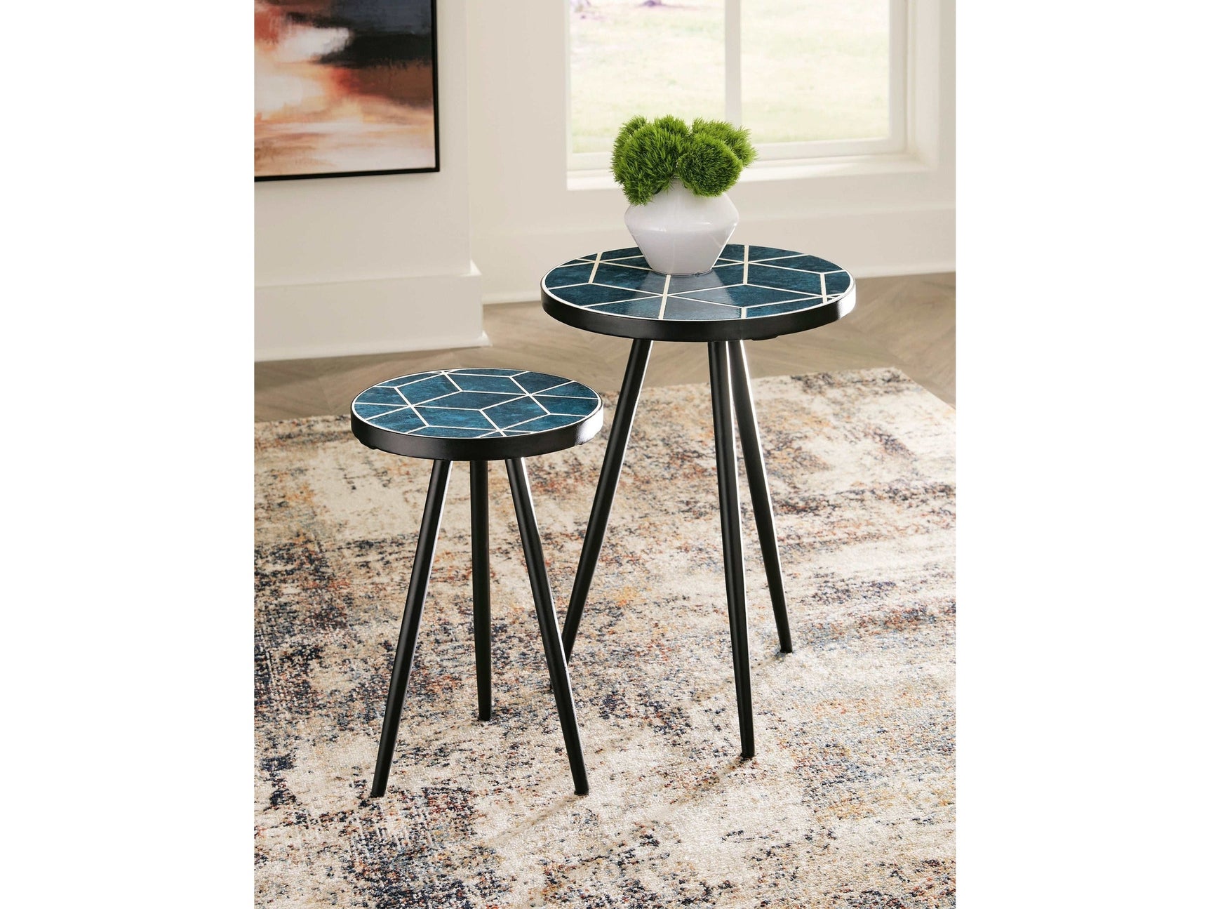 Clairbelle Teal Accent Table (Set of 2) (Online Special Price) - Ornate Home
