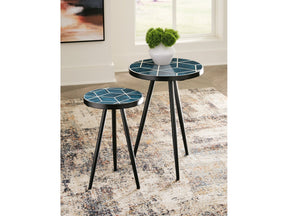 Clairbelle Teal Accent Table (Set of 2) - Ornate Home