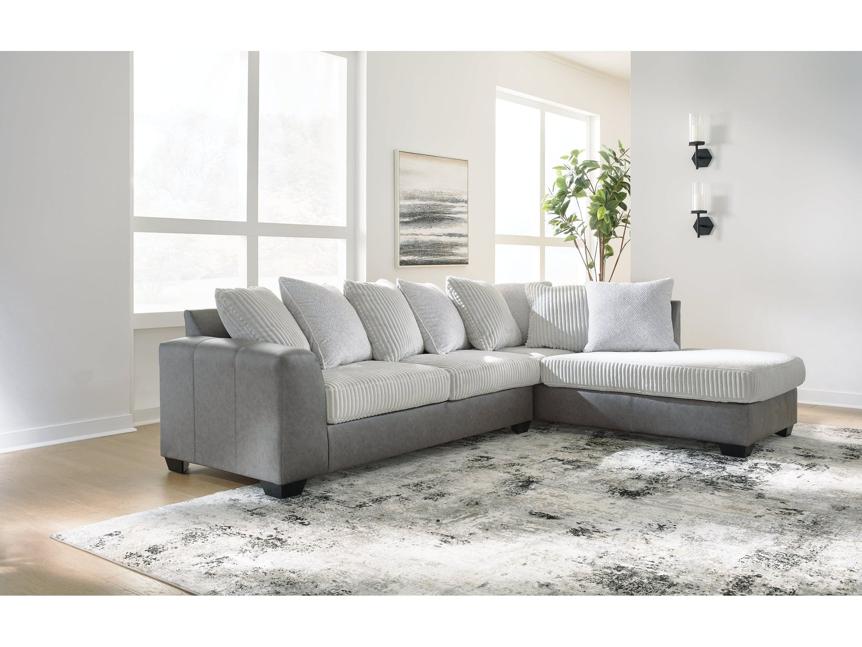 Clairette Court Alloy 2-Piece Sectional with RAF Chaise (Online Special Price) - Ornate Home