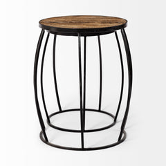 Clapp Brown/Black Line Pattern Round Wood Top Nesting Accent Tables (Set of 2) - Ornate Home