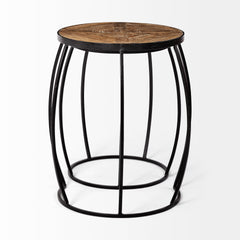Clapp Brown/Black X Pattern Round Wood Top Nesting Accent Tables (Set of 2) - Ornate Home