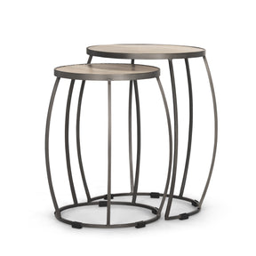 Clapp Light Brown/White/Silver Round Wood Metal Nesting Accent Tables (Set of 2) - Ornate Home