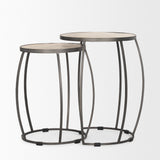 Clapp Light Brown/White/Silver Round Wood Metal Nesting Accent Tables (Set of 2) - Ornate Home
