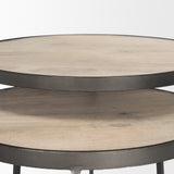 Clapp Light Brown/White/Silver Round Wood Metal Nesting Accent Tables (Set of 2) - Ornate Home
