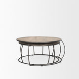Clapp Light Brown/White/Silver Round Wood Metal Nesting Coffee Tables (Set of 2) - Ornate Home