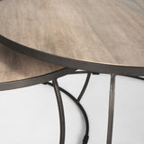 Clapp Light Brown/White/Silver Round Wood Metal Nesting Coffee Tables (Set of 2) - Ornate Home