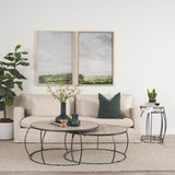 Clapp Light Brown/White/Silver Round Wood Metal Nesting Coffee Tables (Set of 2) - Ornate Home