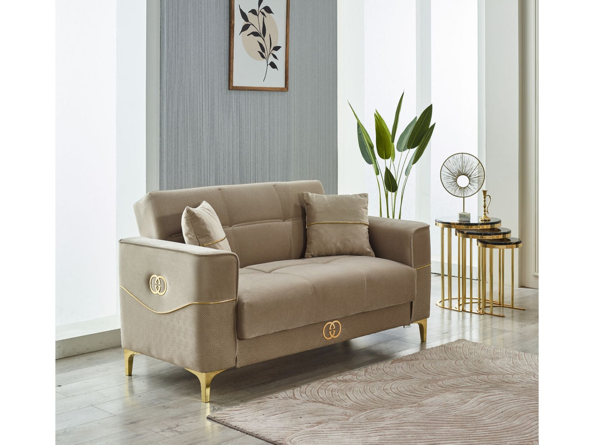 Clara Beige Convertible Loveseat - Ornate Home