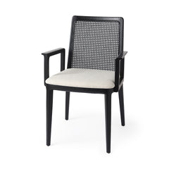 Clara Cream/Black Cane Back Dining Arm Chair - Ornate Home