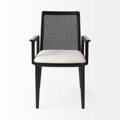 Clara Cream/Black Cane Back Dining Arm Chair - Ornate Home