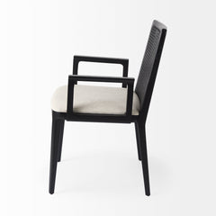 Clara Cream/Black Cane Back Dining Arm Chair - Ornate Home