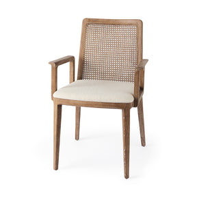 Clara Cream/Light Brown Cane Back Dining Side Chair - Ornate Home
