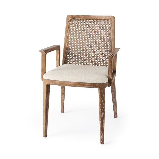 Clara Cream/Light Brown Cane Back Dining Side Chair - Ornate Home