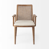 Clara Cream/Light Brown Cane Back Dining Side Chair - Ornate Home
