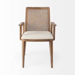 Clara Cream/Light Brown Cane Back Dining Side Chair - Ornate Home